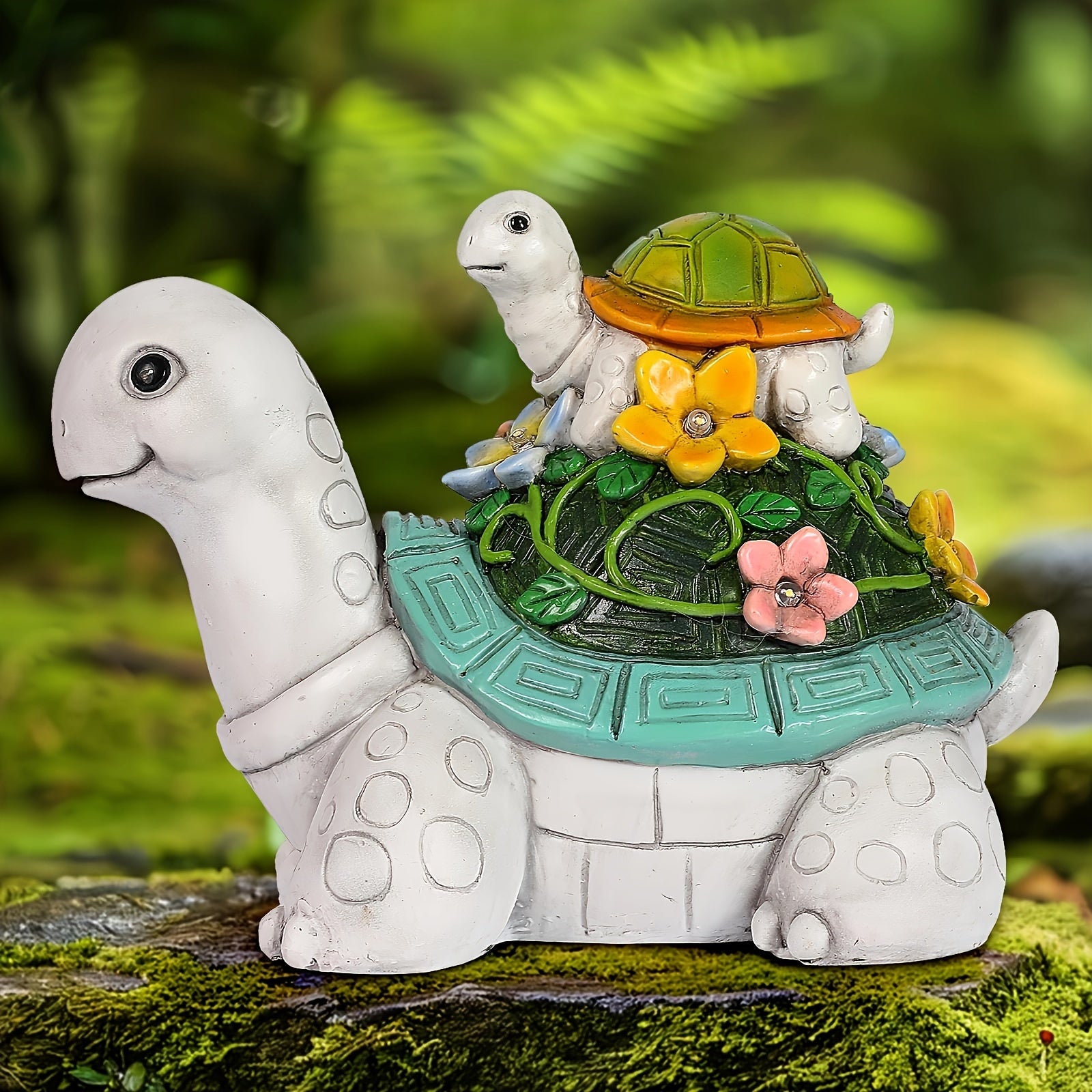 SAIKOGITL Solar-Powered Turtle Garden Statue with 7 LED Lights - Cute Resin Outdoor Decor for Patio, Lawn, and Porch, Ideal for New Year'S Day Celebrations, Garden Decoration | Festive Garden Statue | Solar Charged Lights, Ga