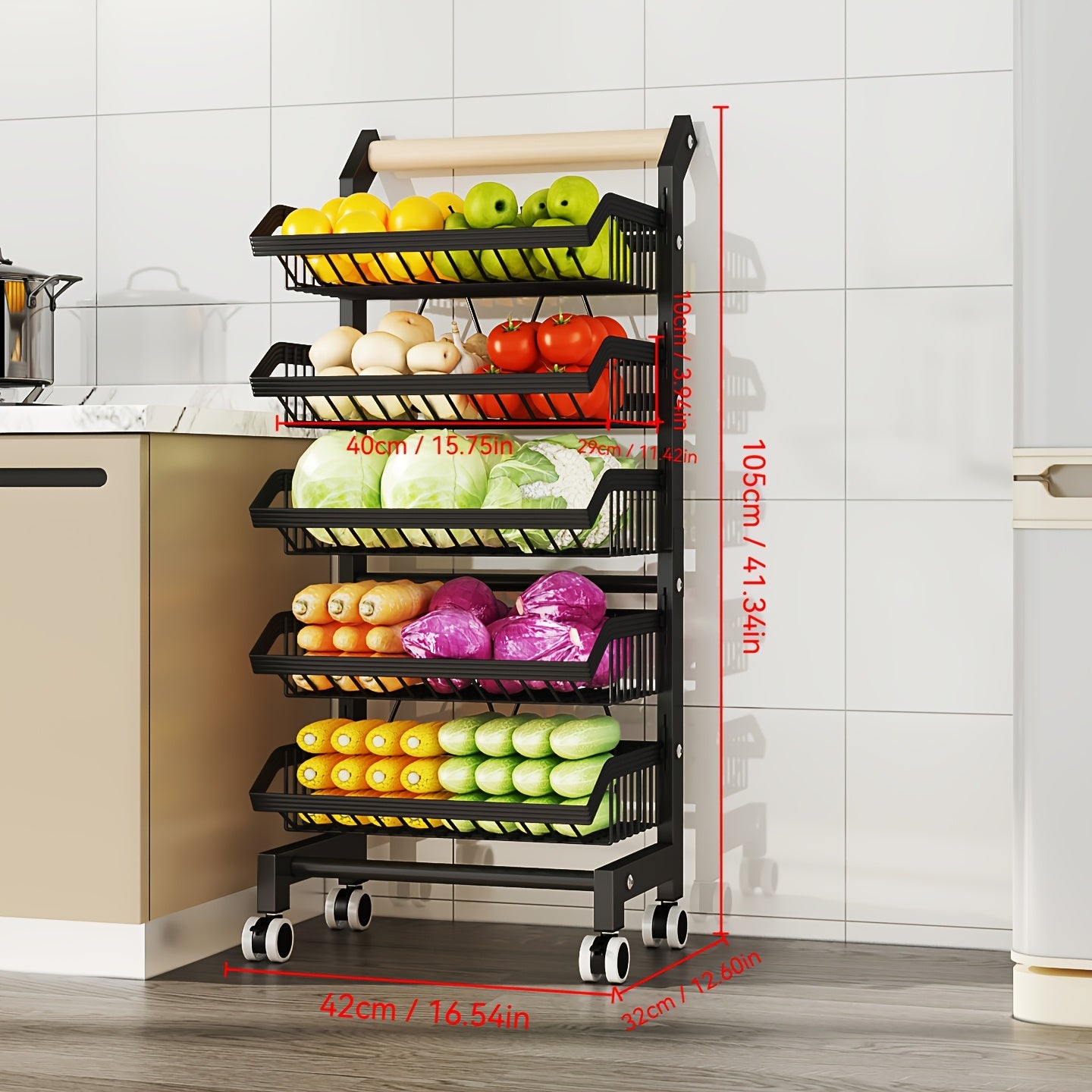 Heavy-Duty Stainless Steel Utility Cart with Locking Brake Wheels, No Assembly Needed - Heavy-Duty Construction, Space-Saving Design for Kitchen, Office, Warehouse - Ideal for Home, Commercial Use - HEART LEAF, Food Storage,