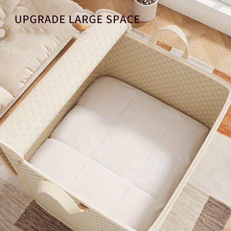 220L Extra Large Capacity Storage Box - Durable Fabric Organizer with Zipper Closure, Dustproof and Moisture-Proof, Suitable for Bedding, Clothes, and Sheets - Portable Under-Bed Storage Solution, Closet Organizer, Bedding St