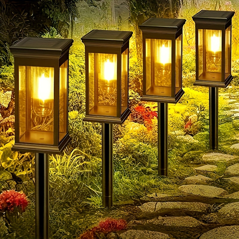 Two Packs of Solar Landscape Lights Warm Light Ground Pathway Decorative Yard IP54 Outdoor Lighting Ambiance Lamp