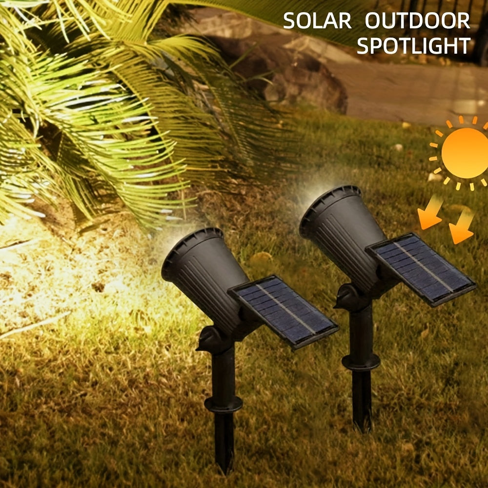 2pcs 9 LED Solar Spot Lights, IP65 Outdoor RGB Solar Landscape Lights Brightness Adjustable for Garden Yard Trees Backyard Driveway Patio Lawn Decoration Street Lamp Spotlight