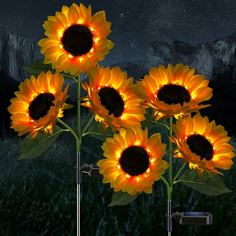 Solar LED Sunflower Garden Lights - Realistic Night Illumination for Yard, Lawn, Home, Patio & Porch Decor | Energy-Efficient Outdoor Lighting with Rechargeable Nickel Battery, Solar Decorative Lights, Solar Outdoor Decoratio