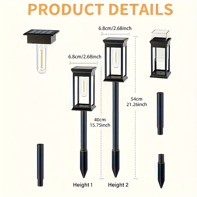 6 Solar Tungsten Filament Lawn Lamp Commercial Street and Area Lighting, Commercial Lighting for Outdoor Atmosphere Decoration-LED Lawn Lamp Suitable for Villa, Garden, Courtyard, Path and Terrace Landscape Lighting