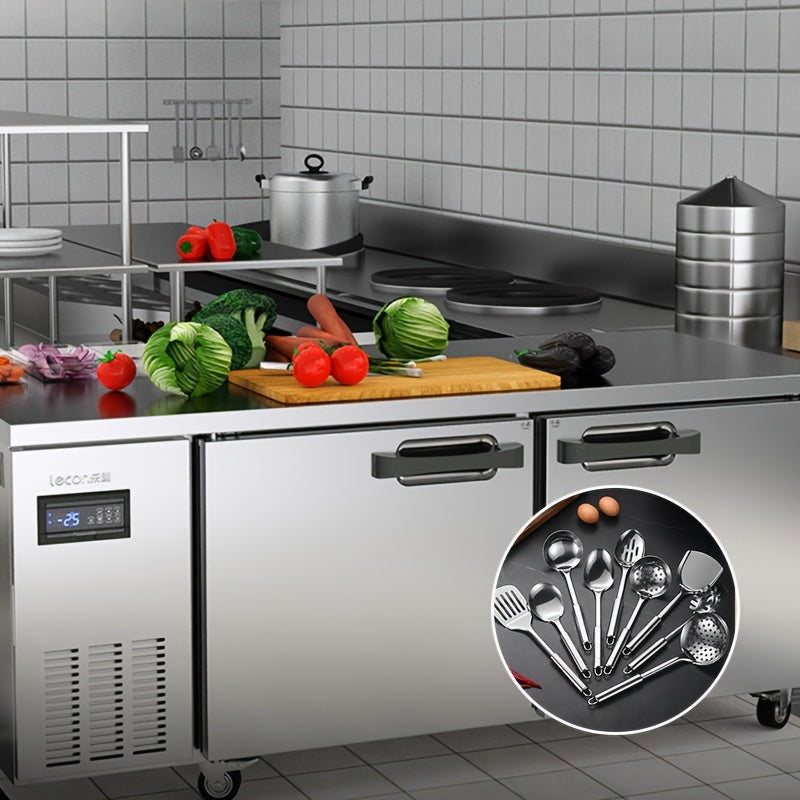 LDQ HT — Set de 9 Utensilios de Cocina en Acero Inoxidable (Estilo Moderno Minimalista, Antiadherentes y Lavables)