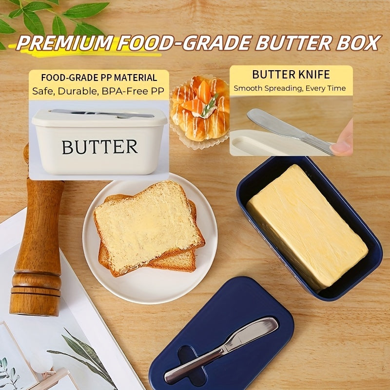 Premium Food Grade PP Butter Dish with Knife - Large, Durable, and Easy-to-Clean Butter Keeper for Countertop - Perfect for Home Use, Freshness Keeper | Sleek Design | Durable Plasti