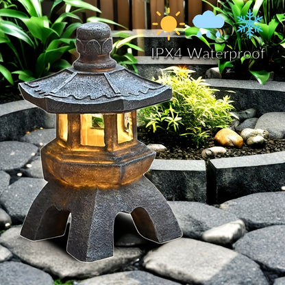 LuzZen CV — Farol Solar Japonés en Forma de Pagoda (Decoración Exterior IPX4, 1 Unidad)