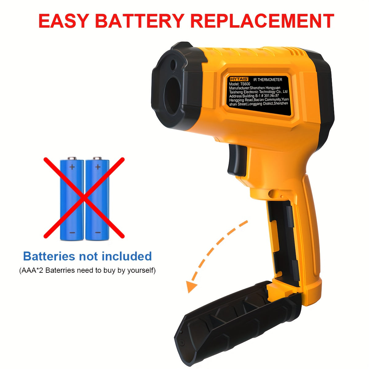 HYTAIS Infrared Thermometer with Laser Aiming - Fast Reading, Non-Contact, Wide Temperature Range (-50°F to 1112°F), Perfect for Cooking and Baking, Baking Thermometer | Digital Display | Plastic Body, Thermometer for Oven
