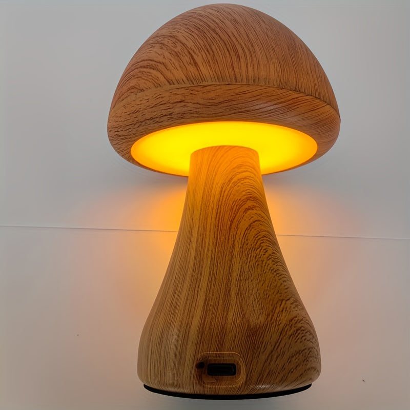 1pc rechargeable mushroom night light, 3color LED desk light, creative mushroom desk light, bedroom bedside light, dimmable LED lighting, home decor light, home warm gift, Valentine's Day gift