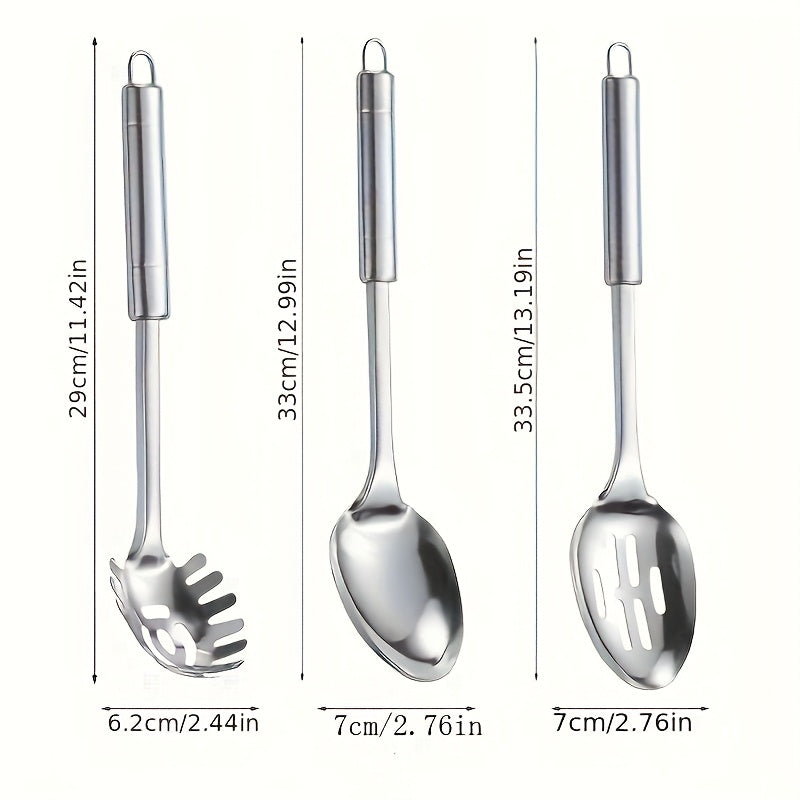 LDQ HT — Set de 9 Utensilios de Cocina en Acero Inoxidable (Estilo Moderno Minimalista, Antiadherentes y Lavables)