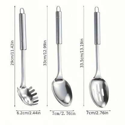 LDQ HT — Set de 9 Utensilios de Cocina en Acero Inoxidable (Estilo Moderno Minimalista, Antiadherentes y Lavables)