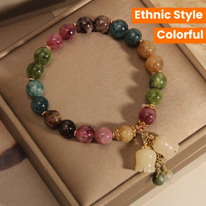 FlorÉtnica CY — Pulsera de Piedras Naturales con Dije Floral en Estilo Étnico