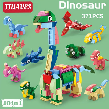 DinoFusion RF — Set de Construcción 10-en-1 con Dinosaurios (371 Piezas, Colores Mixtos)