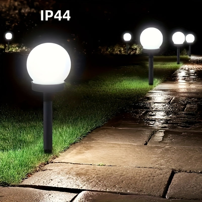 8pcs Solar-Powered LED Spherical Garden Lights - White Outdoor Pathway Lighting, Durable Plastic Auto On/Off Solar Lights for Lawn, Yard, Patio, Christmas & Wedding Decor, Solar Outdoor Lights, Lawn Decoration, Decorative Acc