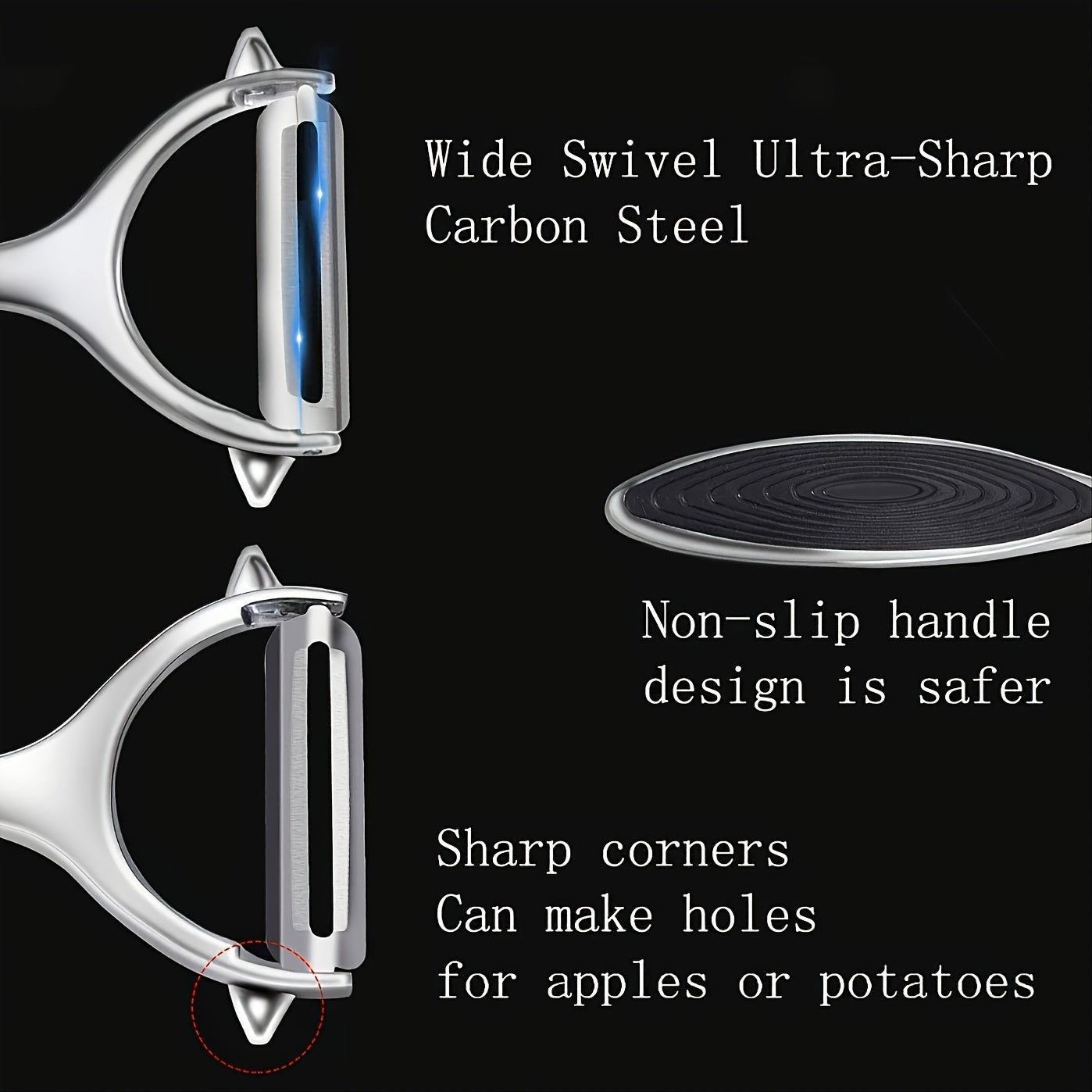 2pcs Stainless Steel Vegetable and Fruit Peeler with Non-Slip Handle and Sharp Blades - Easy to Use for Precision Peeling, Suitable for Kitchen Use, Kitchen Accessories