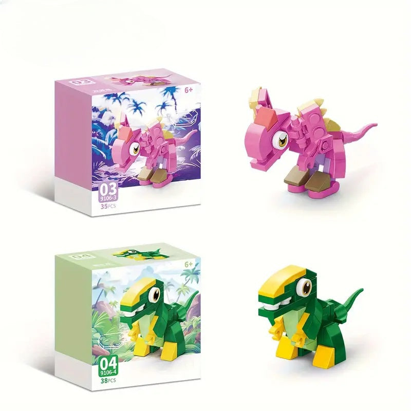 10-in-1 Mini Animal Dinosaur Series Building Block Set, Christmas Gift Assembly Toy with T-Rex Pteranodon Triceratops Ankylosaurus Ceratosaurus Mosasaurus Diplodocus Models, 371pcs for 10 Small Figures or 1 Large Model