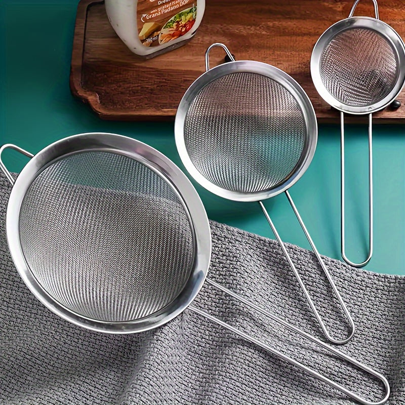 Stainless Steel Skimmer Strainer, Large Kitchen Mesh for Draining Noodles, Fruits, Juice & Soy Milk