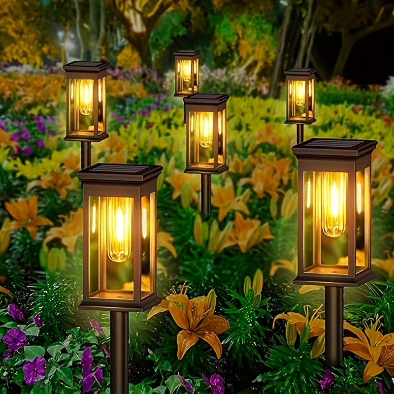 Two Packs of Solar Landscape Lights Warm Light Ground Pathway Decorative Yard IP54 Outdoor Lighting Ambiance Lamp