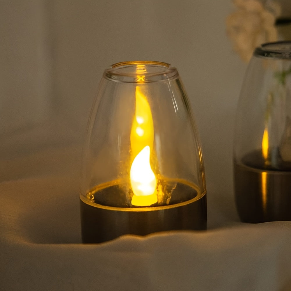 Solar Flame Set — 6 Velas LED Solares de Acero Inoxidable