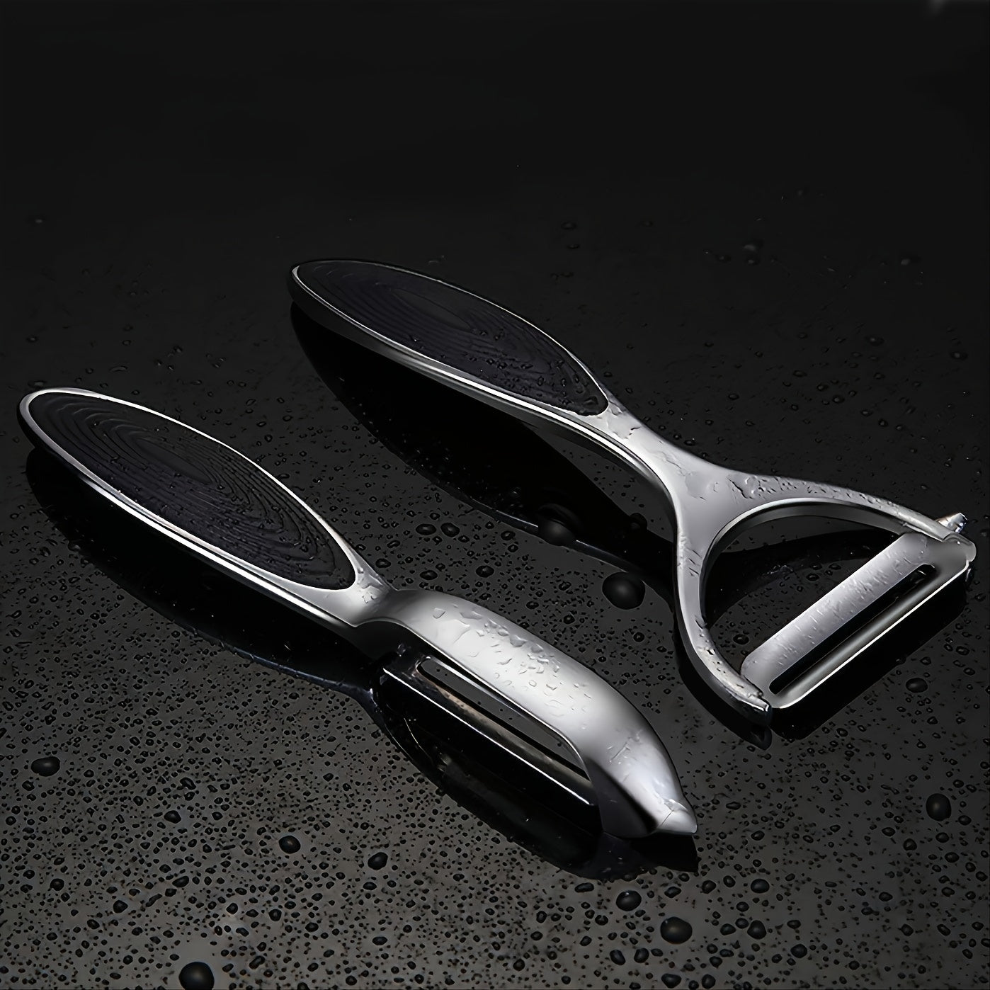 KLO·CL QV — Set de 2 Peladores de Frutas y Verduras con Mango Antideslizante (Hoja Recta, Precisión y Comodidad)