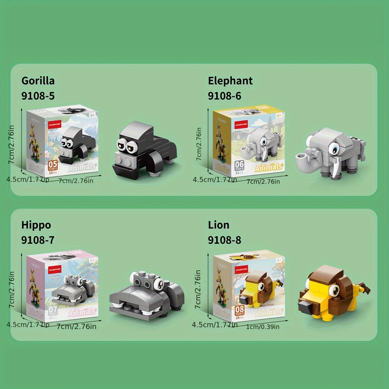 10-in-1 Mini Cute Beast Series Building Blocks Set, Christmas Gift Assembly Toy, Wild Animal Model Puzzle Kit, Holiday Birthday Present, Halloween Thanksgiving Tabletop Decor, 10 Small Models or Combine into 1 Large Figure, 1