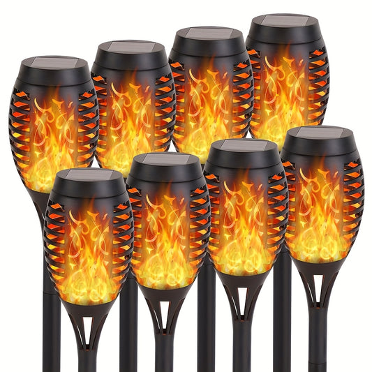 FlamaSolar YP — Set of 8 Solar LED Torches with Flame Effect for Garden and Patio