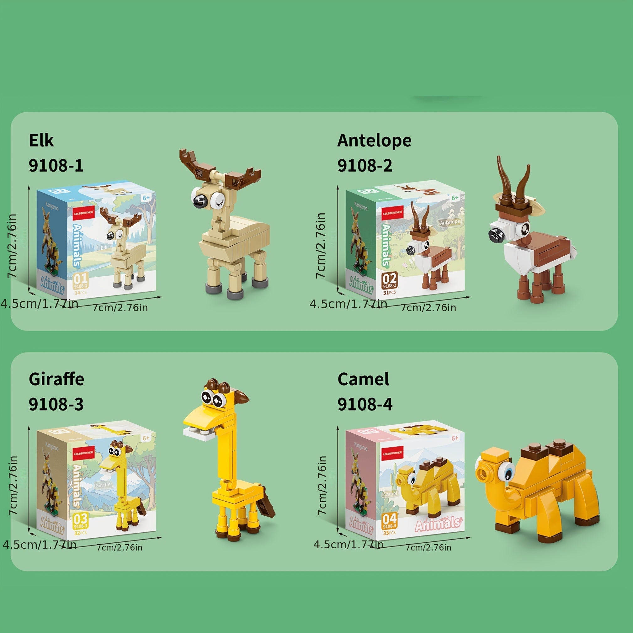 10-in-1 Mini Cute Beast Series Building Blocks Set, Christmas Gift Assembly Toy, Wild Animal Model Puzzle Kit, Holiday Birthday Present, Halloween Thanksgiving Tabletop Decor, 10 Small Models or Combine into 1 Large Figure, 1