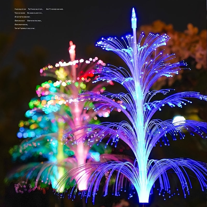 2pcs Solar Five-layer Jellyfish Star Lights, Seven-color Christmas Tree Lights, Outdoor Garden Lawn Floor Flower Arrangement Decoration Lights, Yard Festival Atmosphere Party Decoration Atmosphere Lights