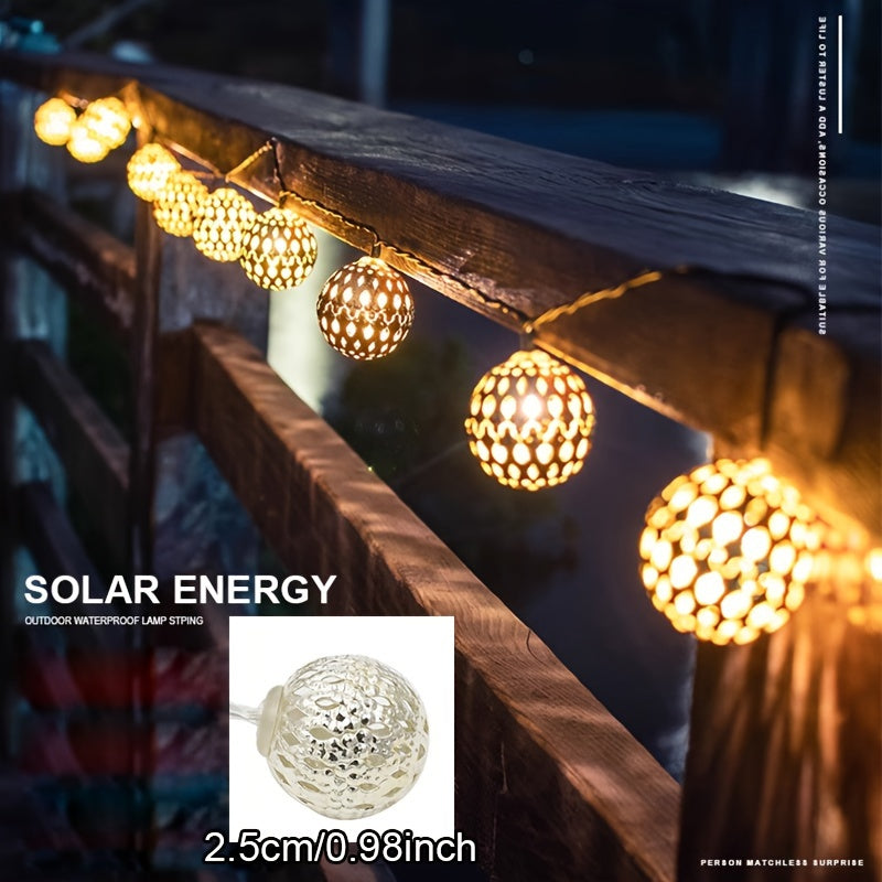 Solar-Powered Metal Globe String Lights - Colorful, Durable Outdoor Fairy Lights for Garden, Patio, Christmas, Weddings, and Parties, Solar Charged Nickel Battery, Capacity, Outdoor Lighting | Colorful Globe Lights | Solar Ch