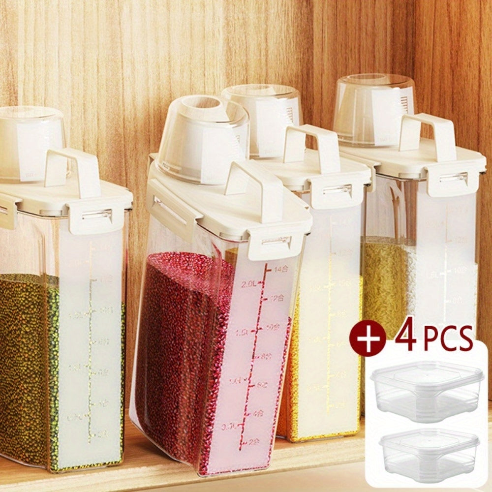 5-Pack Polypropylene Food Storage Containers, Leak-Proof &, Square Can Design for Rice, Grains, Nuts, Flour, Kitchen Organizer, Food Contact Safe