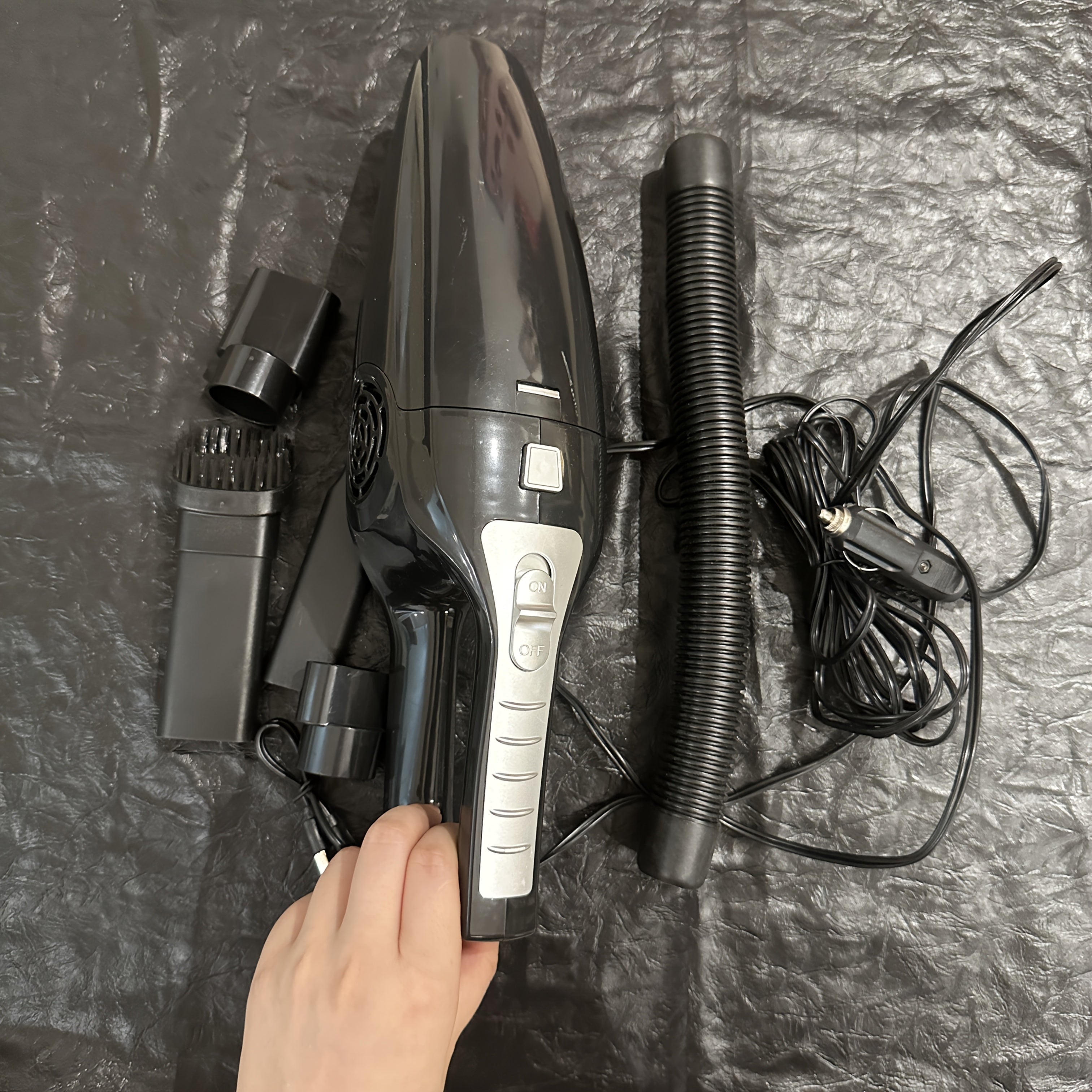 120 High Power 38000r/min Super Suction Handheld Vacuum Cleaner - Lightweight Portable Design with Long Hose, Brush & Flat Mouths, Ergonomic Handle for Home & Car Use, Car Vacuum Cleaner, Sleek Metallic Finish, Durable Constr