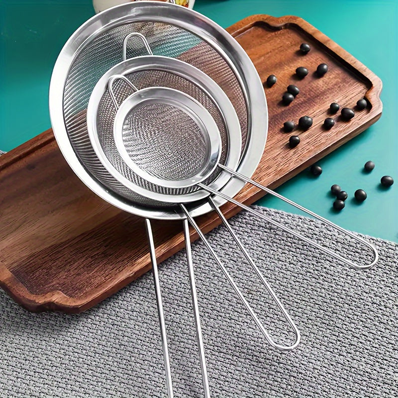 Stainless Steel Skimmer Strainer, Large Kitchen Mesh for Draining Noodles, Fruits, Juice & Soy Milk