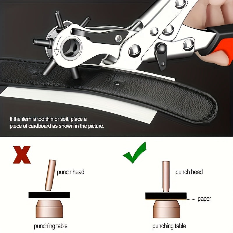 PunchPro Red — Pinza Perforadora Giratoria para Cuero Sintético y Manualidades