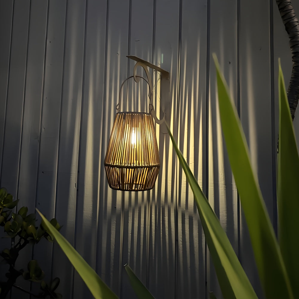 Solar-Powered Outdoor Lanterns with Warm Glow - Durable Plastic Garden Patio Lights for Deck, Lawn, and Yard Decor, Easy Installation with Adhesive Strips, Patio Decorations Outdoor, Lawn Illumination, Decorative Lighting, St