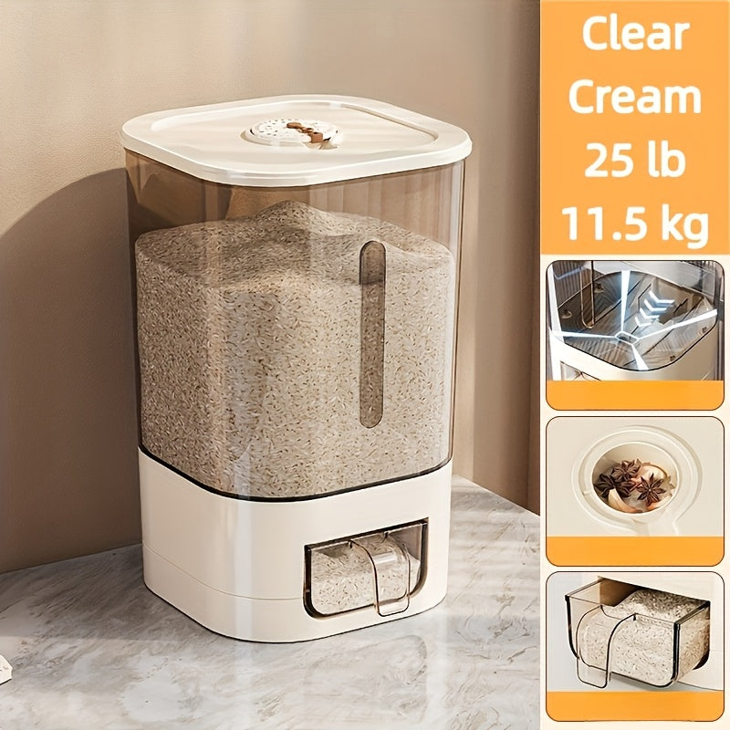 Airtight Food Storage Bin with Cup - 6.35/11.34 KG Sizes, Moisture & Pest Resistant for Rice, Grains, Pet Food - Kitchen Must-Have & Holiday Present, Rice Container Storage, Food Storage Containers, Rice Storage, Rice Storage
