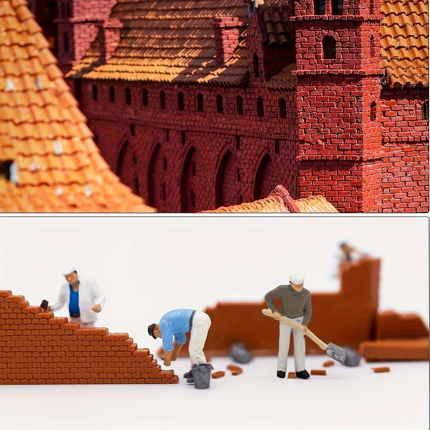 40/60/200pcs, Mini Brick Clay Wall Tiles, Model Building Blocks Set, Suitable for Model Construction Garden, Red Three-Hole Bricks