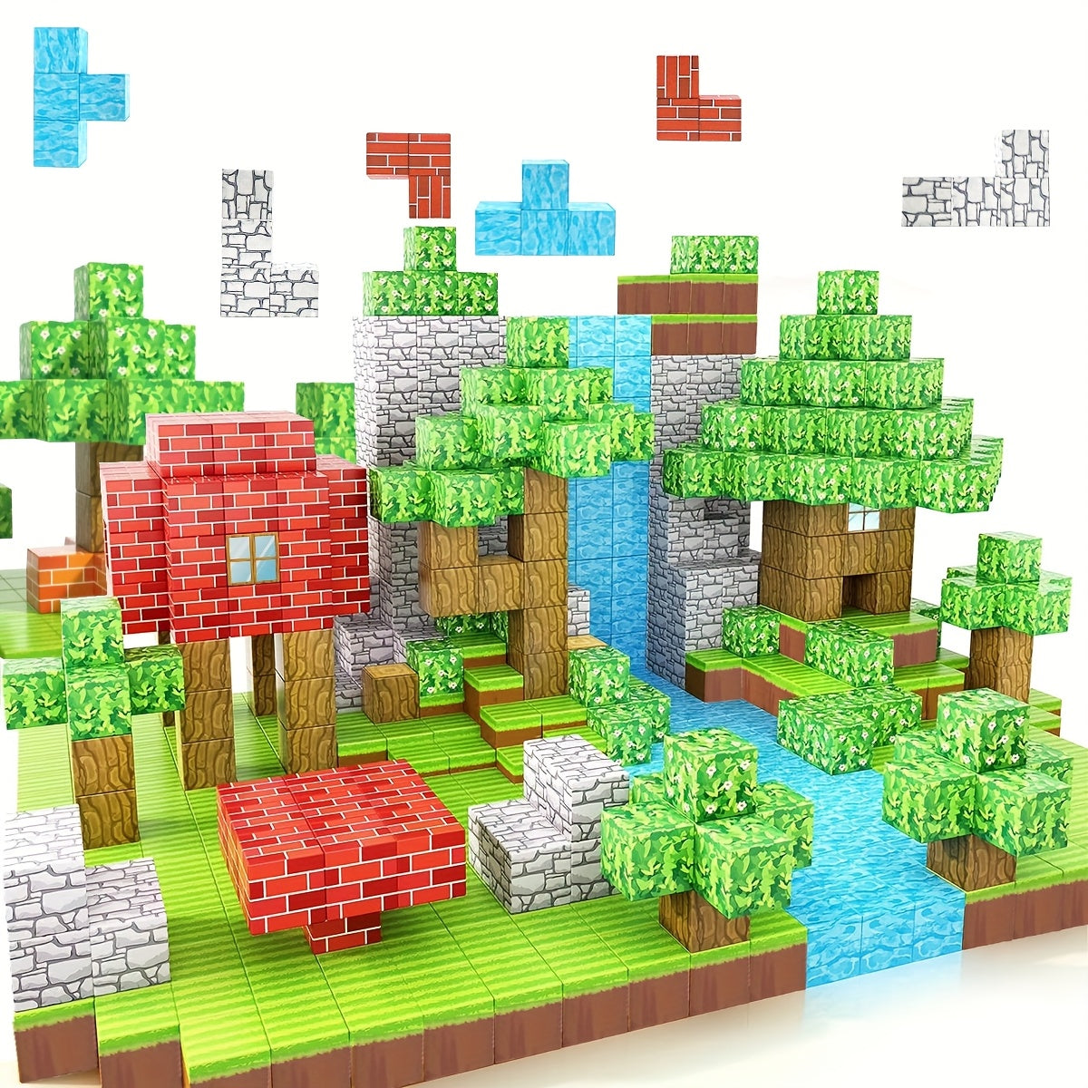 Magnetic Building Blocks Set - STEM Sensory Cubes, Youngsters's Built Primitive Forest Magnet, Halloween and Christmas Birthday Gift Toys