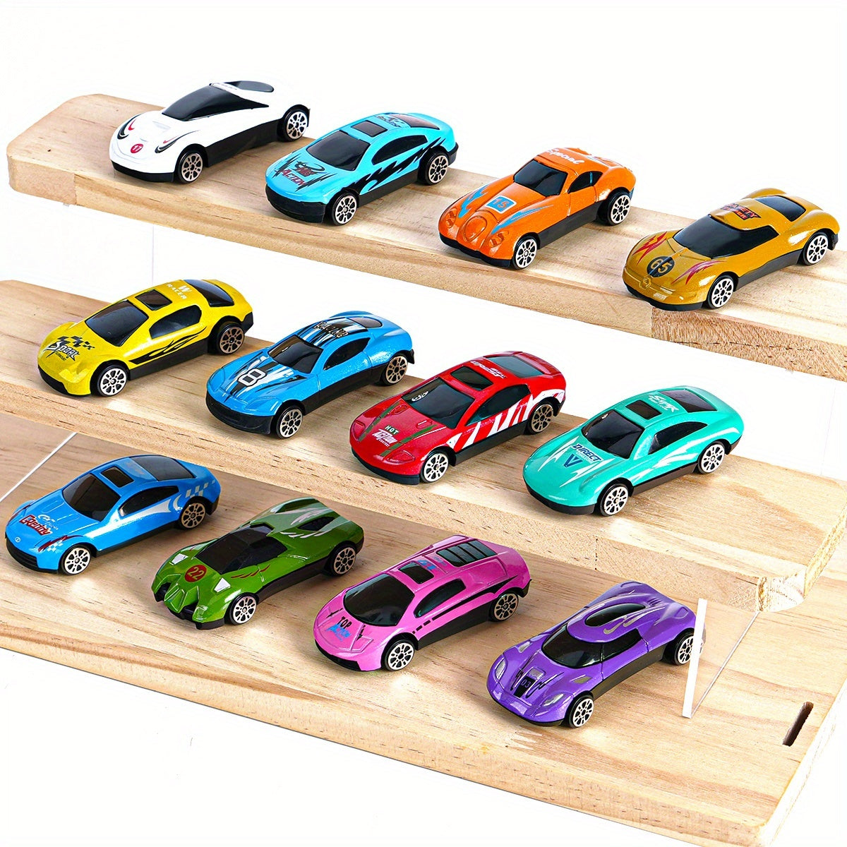 12pcs Colorful Metal Car Toy Set with Durable Metal Structure, Manual Racing Vehicles, Action Figures, Ideal for 3-9 Year Old Children, Perfect Birthday and Party Gift, Playset for Youngsters|Playful Car Set|Durable Metal Toy