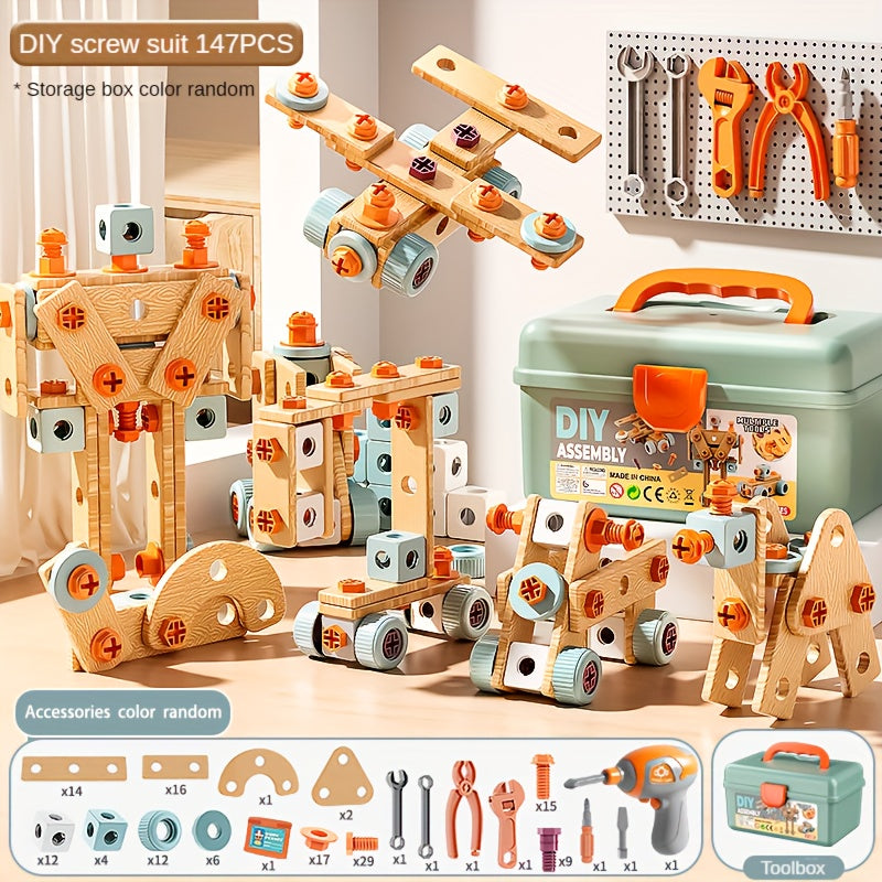 Kids STEM Learning Tool Kit with Screwdriver & Nut Wrenches - Hands-On Mechanical Puzzles, Building Blocks, and Educational Toys for Boys & Girls, Enhances Fine Motor Skills & Problem-Solving Abilities, Interactive Playtime,