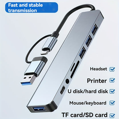 TechDock 8 — Estación de Conexión USB 3.0 Tipo-C para Laptop y PC (8 en 1)