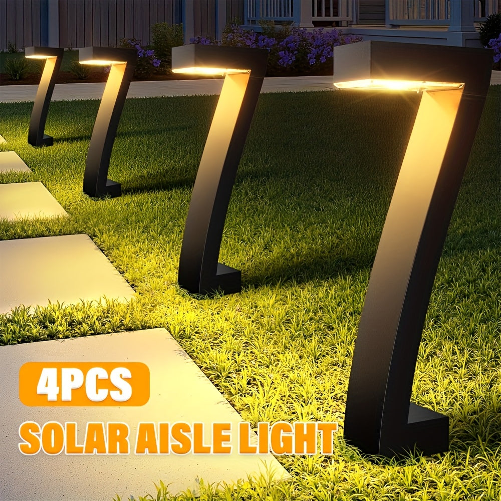 4pcs Solar Lights Outdoor Walkway Lights, Upgrade Bright LED Outdoor Solar Lights for Outdoor, IP65 Waterproof Solar Garden Lights for Patio, Driveway, Walkway, Landscape, Yard Decoration