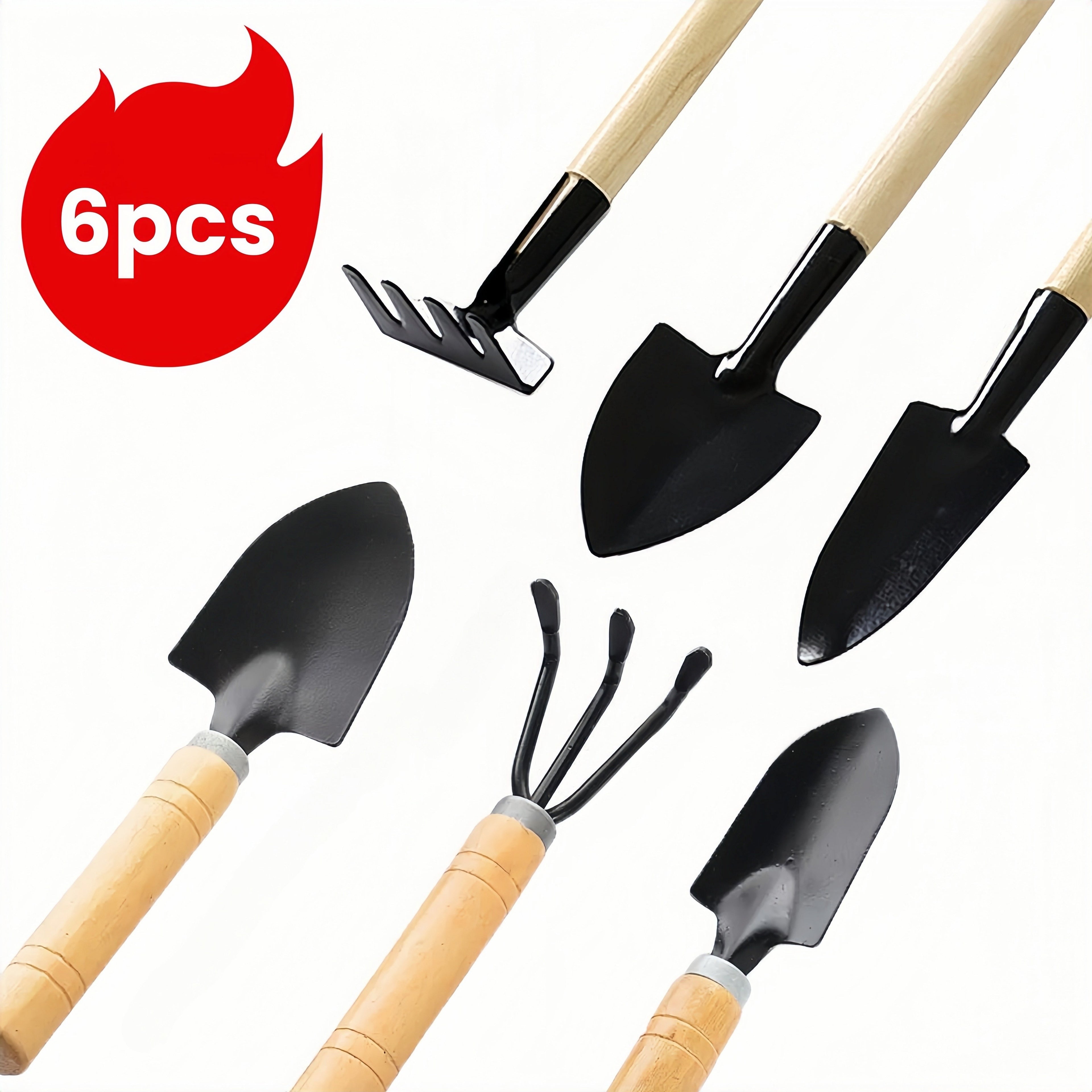 6pcs Mini Small Gardening Tools for Home Use, Suitable for Growing Vegetables, Enhancing Garden Aesthetics, Loosening Soil, Flower Digging, Arranging Potted Plants, And Small Shoveling Scoops and Rakes Mini Home Gardening Too