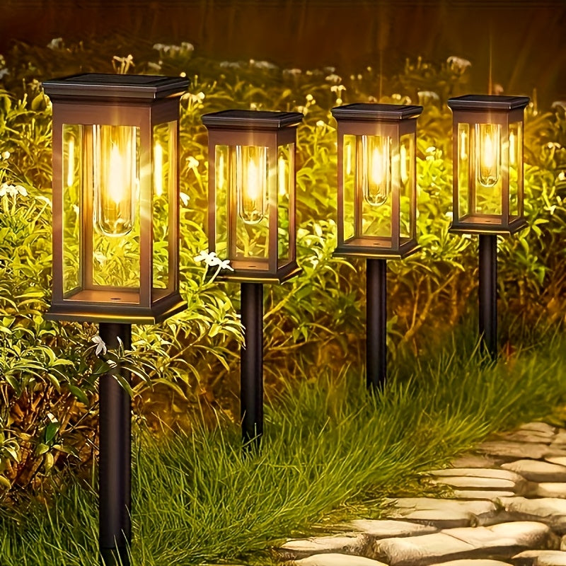 Two Packs of Solar Landscape Lights Warm Light Ground Pathway Decorative Yard IP54 Outdoor Lighting Ambiance Lamp