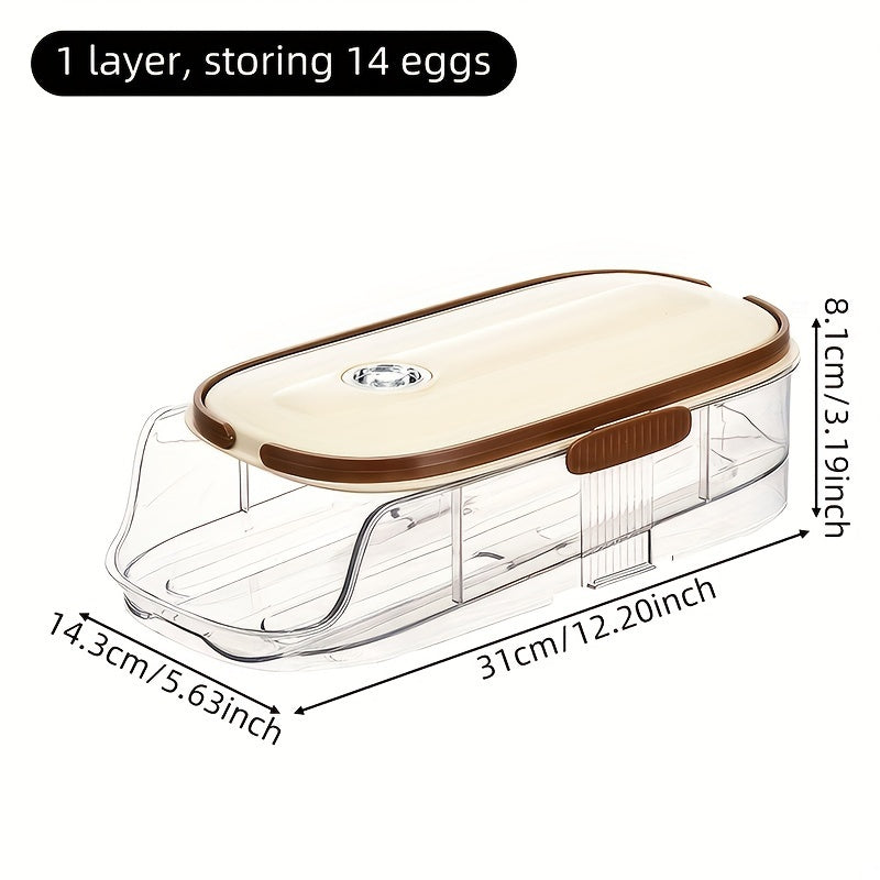EggSlide CW — Organizador de Huevos para Refrigerador con Rodamiento Automático (1/2/3 Niveles, Material PP+PET, Gran Capacidad)