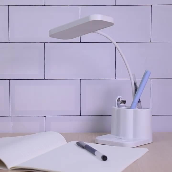 Rechargeable LED Desk Lamp with Adjustable Brightness, USB Charging 5V, Touch Control, Polished White Finish - Ideal for Reading, Music, Office & Study, Desk Lamp for Desk