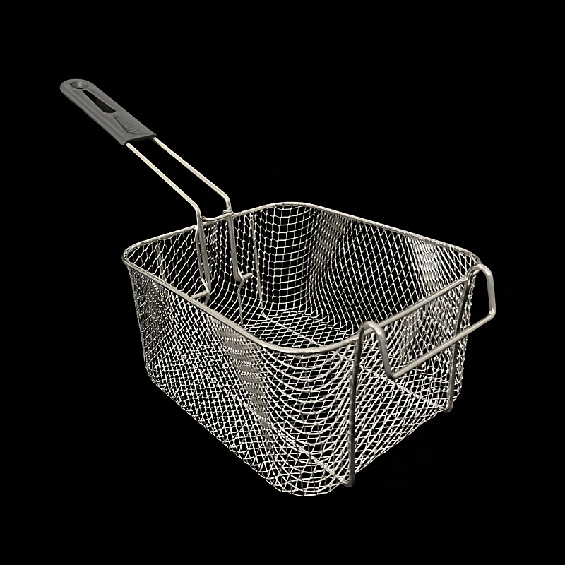 Stainless Steel Frying Basket with a Foldable Handle, Heat-Resistant Mesh, Suitable for Frying French Fries, Chicken Wings, And Snacks, Easy to Clean, a Cooking Tool for Both Home And Commercial Kitchens.