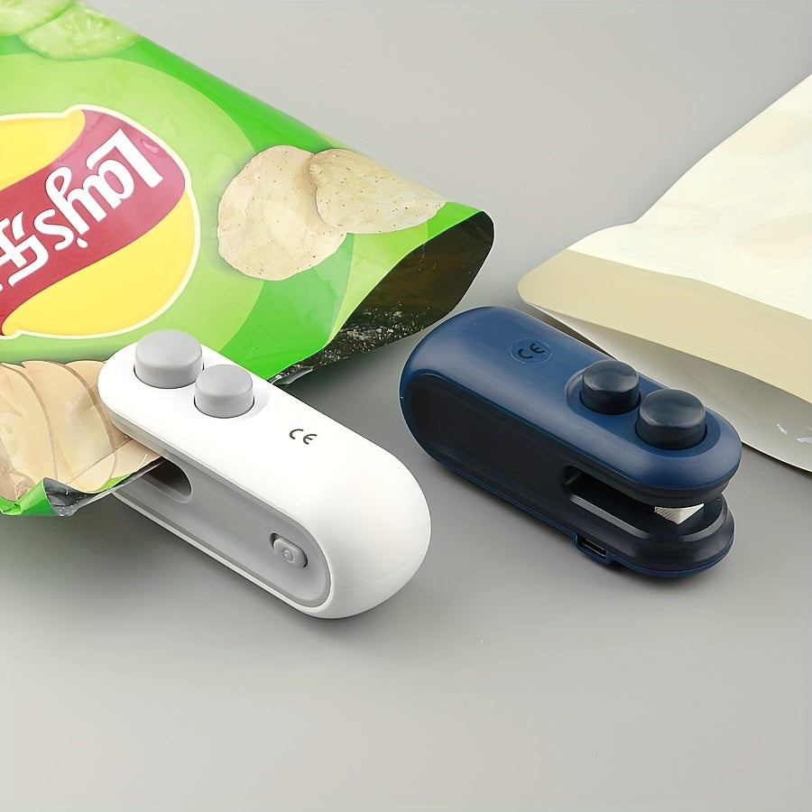 1pc Snack Packaging Bag Sealer with Built-in Lithium Battery USB Rechargeable Mini Household Sealer, Portable Mini Sealer for Picnic and Travel, Hand Press Plastic Sealing Machine, Cling Film Bag, Cookie Bag, Snack Bag, Reusa