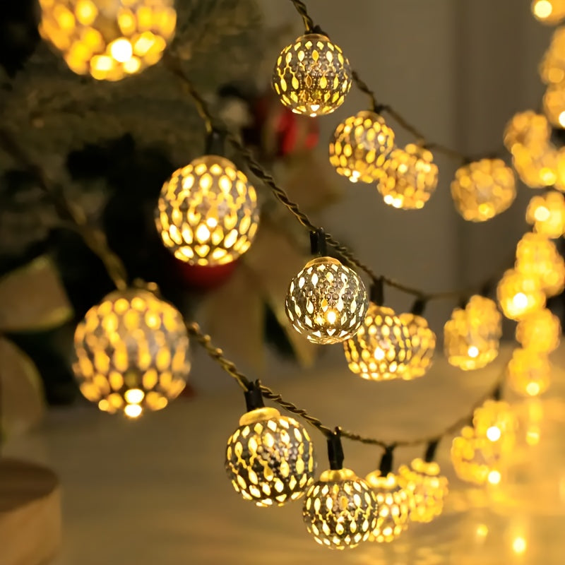 Solar-Powered Metal Globe String Lights - Colorful, Durable Outdoor Fairy Lights for Garden, Patio, Christmas, Weddings, and Parties, Solar Charged Nickel Battery, Capacity, Outdoor Lighting | Colorful Globe Lights | Solar Ch