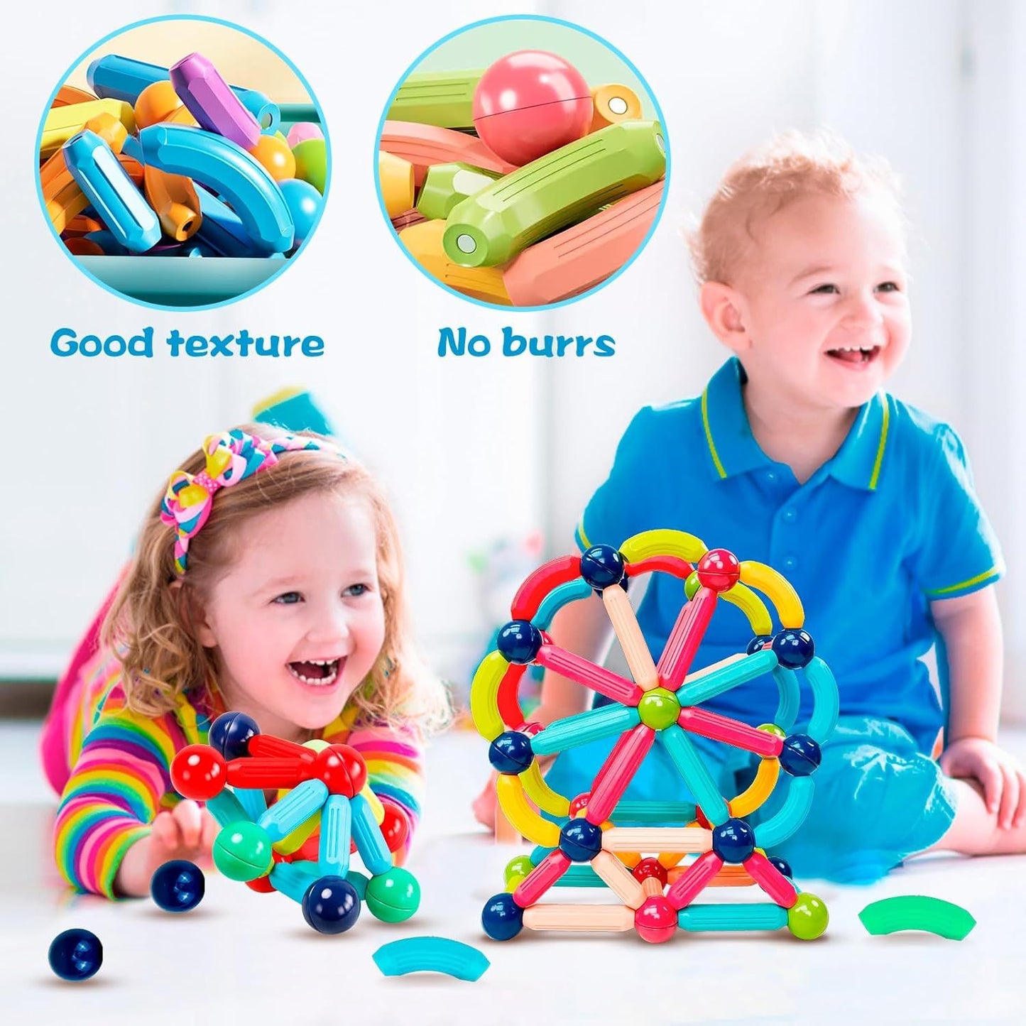 MagniPlay GR — Set de 26 a 166 Bloques Magnéticos para Niños (Juego STEM, Colores Mixtos)