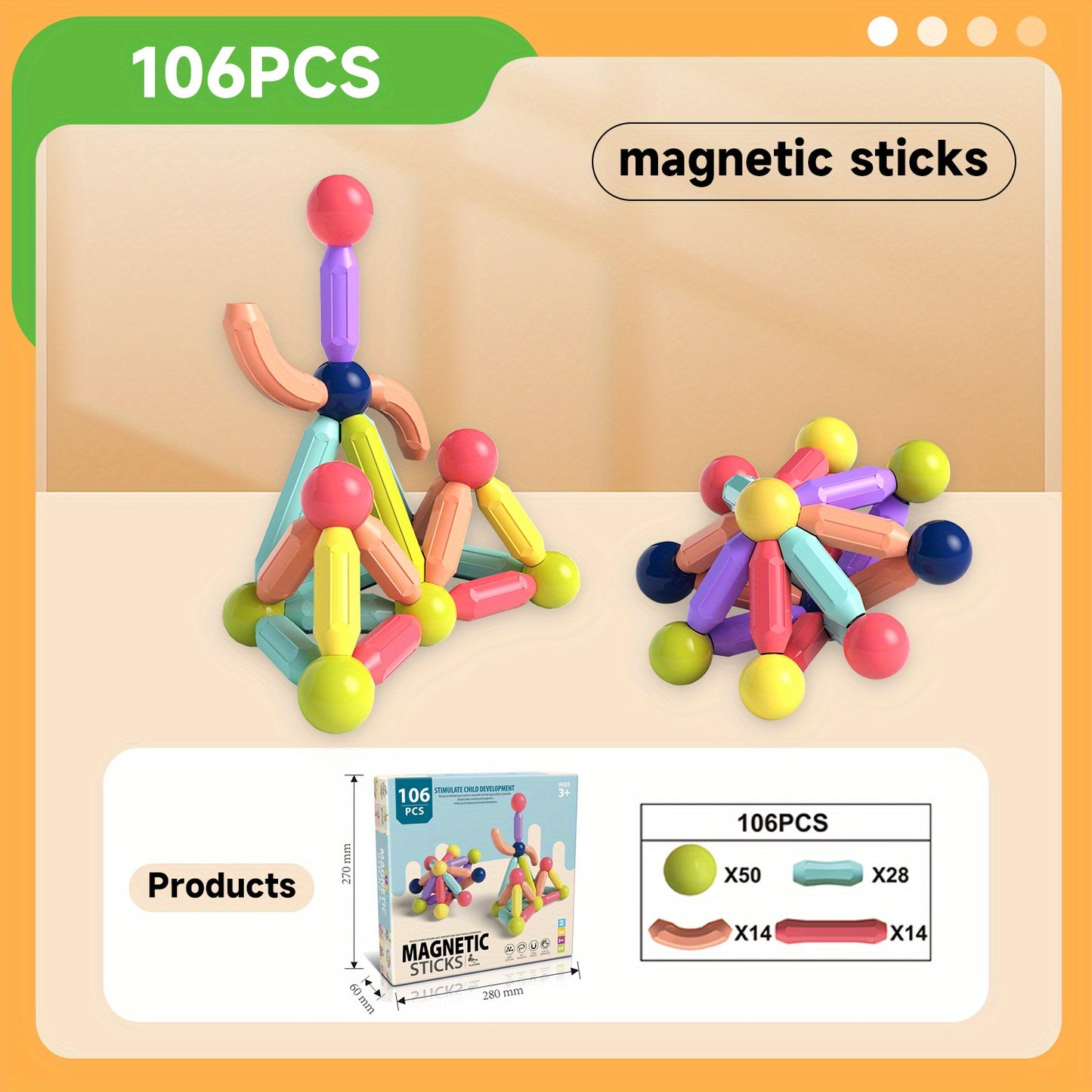 MagniPlay GR — Set de 26 a 166 Bloques Magnéticos para Niños (Juego STEM, Colores Mixtos)