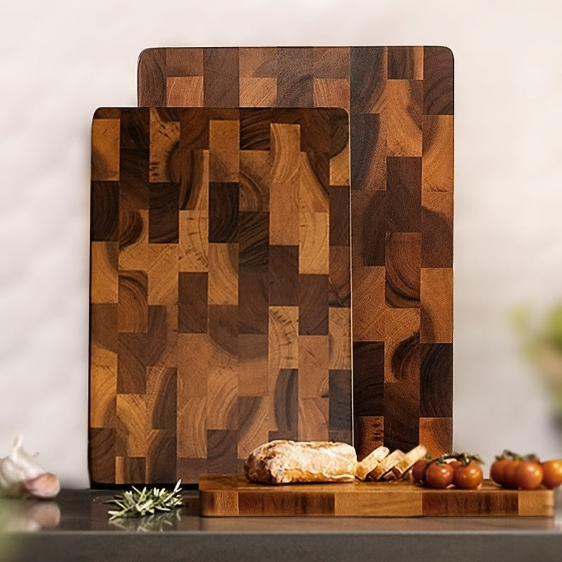 Teak Wood Checkerboard Cutting Board - Geometric Square Grid Design, Durable & Stylish Recycled Wood Chopping Board for Home Kitchen, Food-Safe Non-Porous Surface, Easy to Clean & Moisture-Resistant, Wood Cutting Board, Food
